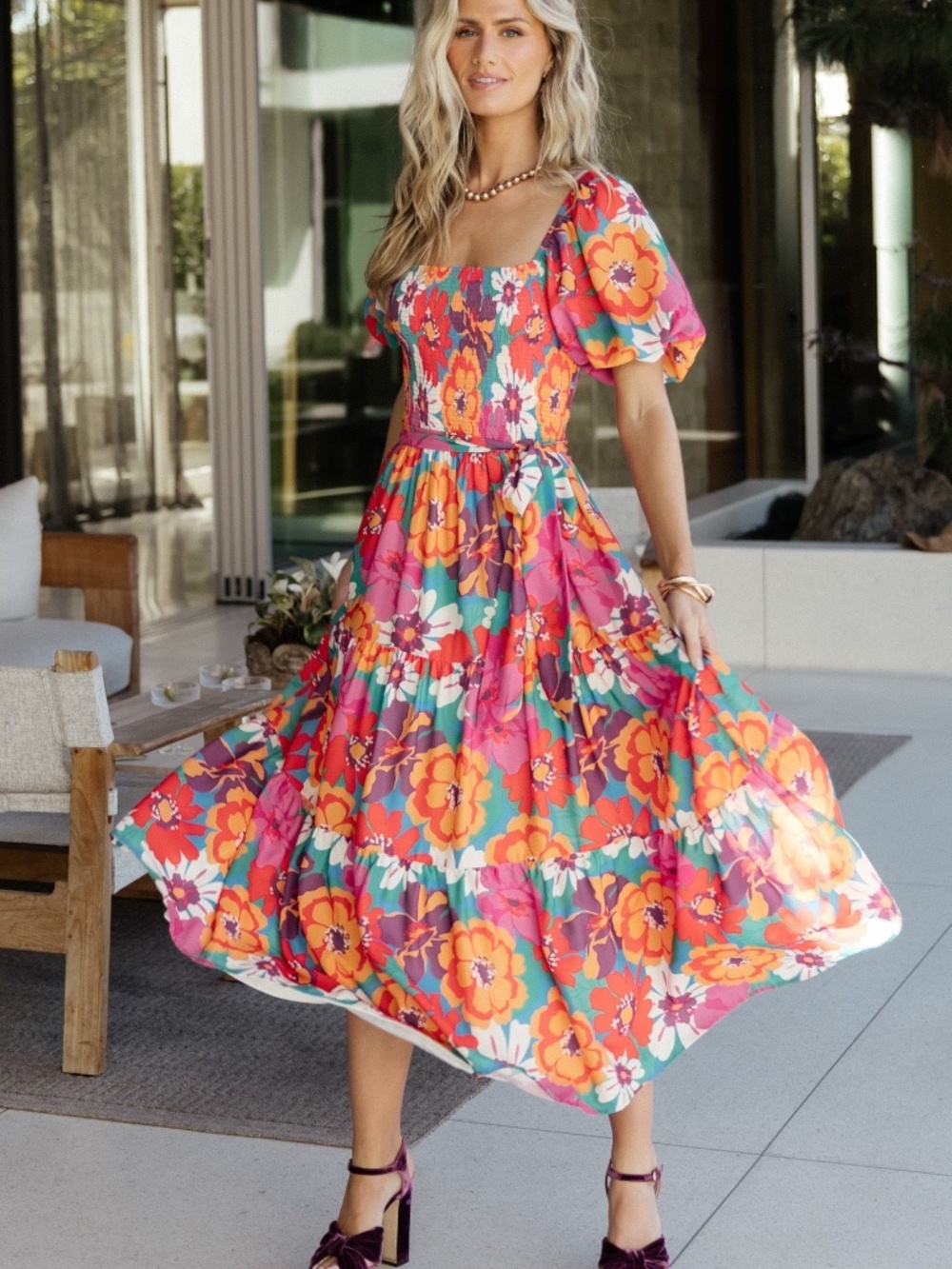 Baltic Born Mazatlan Maxi Dress | Multi Floral Size MM - Picture 2 of 5